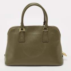 Prada Military Green Saffiano Lux Leather Medium Promenade Satchel