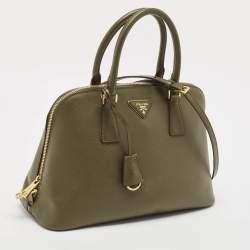Prada Military Green Saffiano Lux Leather Medium Promenade Satchel