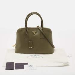 Prada Military Green Saffiano Lux Leather Medium Promenade Satchel