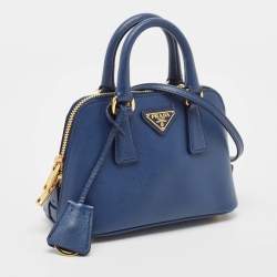 Pre Owned Prada Blue Saffiano Leather Mini Promenade Satchel