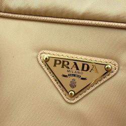 Prada Beige Saffiano Leather Re-Edition 1978 Medium Double Handle Bag