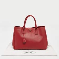 Prada Red Saffiano Lux Leather Large Gardener's Tote