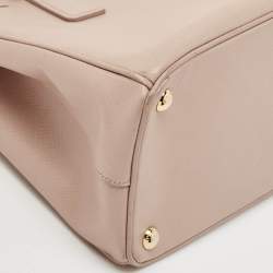 Prada Beige Saffiano Lux Leather Small Double Zip Tote