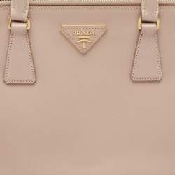 Prada Beige Saffiano Lux Leather Small Double Zip Tote