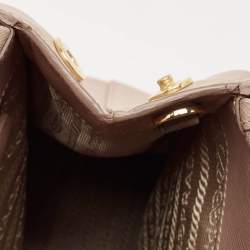 Prada Beige Saffiano Lux Leather Small Double Zip Tote