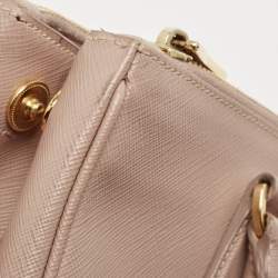 Prada Beige Saffiano Lux Leather Small Double Zip Tote