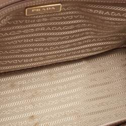 Prada Beige Saffiano Lux Leather Small Double Zip Tote
