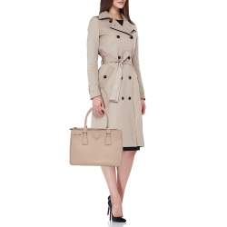 Prada Beige Saffiano Lux Leather Small Double Zip Tote