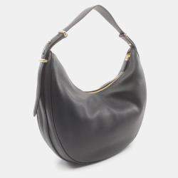 Prada Black Leather Soft Grain Hobo Bag