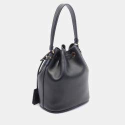 Prada Black Leather Secchiello Bucket Bag