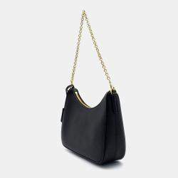 Pre Owned Prada Black Leather Luxe Chain Hobo Bag