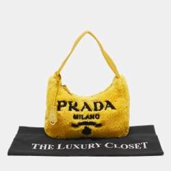Prada Yellow Terry Cloth Mini Re-Edition 2000 Baguette Bag