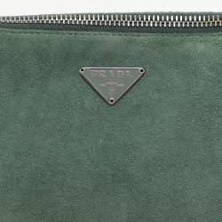 Pre Owned Prada Green Suede Chain Shoulder Bag
