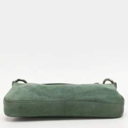 Pre Owned Prada Green Suede Chain Shoulder Bag