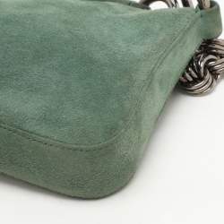 Pre Owned Prada Green Suede Chain Shoulder Bag