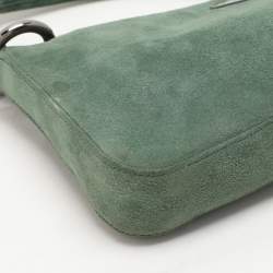 Pre Owned Prada Green Suede Chain Shoulder Bag