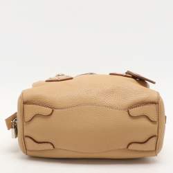 Prada Beige Vitello Daino Leather Rope Handle Bauletto Bowler Bag