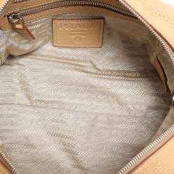 Prada Beige Vitello Daino Leather Rope Handle Bauletto Bowler Bag