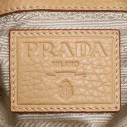 Prada Beige Vitello Daino Leather Rope Handle Bauletto Bowler Bag