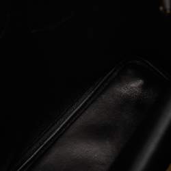 Pre Owned Prada Black Saffiano Cuir Leather and Alligator Small Double Handle Tote