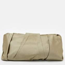 Prada Gold Satin Raso Gathered Clutch