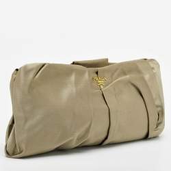 Prada Gold Satin Raso Gathered Clutch
