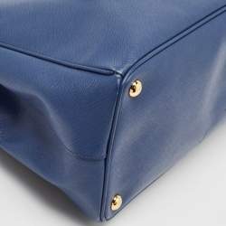 Pre Owned Prada Blue Saffiano Lux Leather Large Double Zip Tote