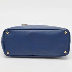 Pre Owned Prada Blue Saffiano Lux Leather Large Double Zip Tote