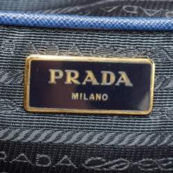 Pre Owned Prada Blue Saffiano Lux Leather Large Double Zip Tote