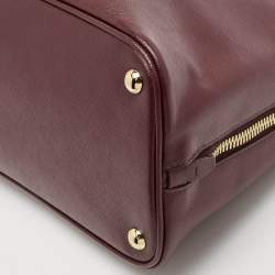 Pre Owned Prada Burgundy Saffiano Lux Leather Large Promenade Satchel