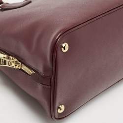 Pre Owned Prada Burgundy Saffiano Lux Leather Large Promenade Satchel