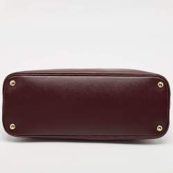 Pre Owned Prada Burgundy Saffiano Lux Leather Large Promenade Satchel