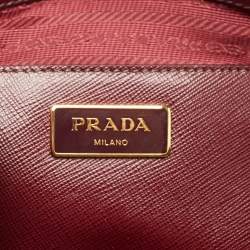 Pre Owned Prada Burgundy Saffiano Lux Leather Large Promenade Satchel