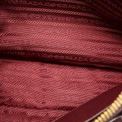 Pre Owned Prada Burgundy Saffiano Lux Leather Large Promenade Satchel