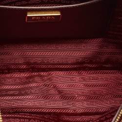 Pre Owned Prada Burgundy Saffiano Lux Leather Large Promenade Satchel