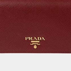 Pre Owned Prada Saffiano Leather Wallet with Chain