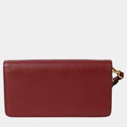 Pre Owned Prada Saffiano Leather Wallet with Chain