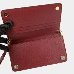 Pre Owned Prada Saffiano Leather Wallet with Chain