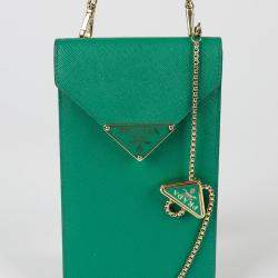 Prada Mini Triangle Logo Chain Tote Bag
