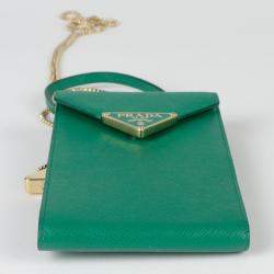 Prada Mini Triangle Logo Chain Tote Bag