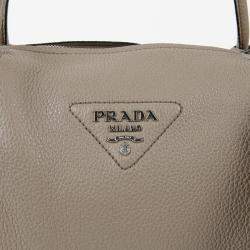 Prada Grey Leather Large Clay Shoulder Bag