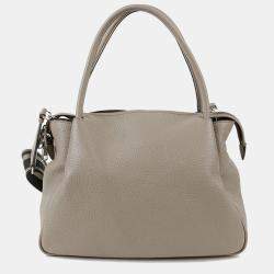 Prada Grey Leather Large Clay Shoulder Bag