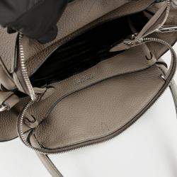 Prada Grey Leather Large Clay Shoulder Bag