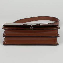Prada Tobacco Brushed Leather Emblem Shoulder Bag