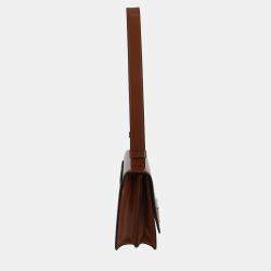 Prada Tobacco Brushed Leather Emblem Shoulder Bag
