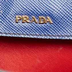 Prada Blue Saffiano Cuir Leather Medium Double Handle Tote