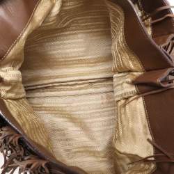 Prada Brown Leather Fringes Tote