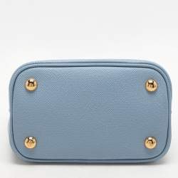 Pre Owned Prada Blue Leather Small Panier Top Handle Bag