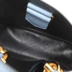 Pre Owned Prada Blue Leather Small Panier Top Handle Bag
