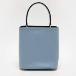 Pre Owned Prada Blue Leather Small Panier Top Handle Bag
